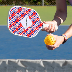 United Kingdom British Flag Tiled Personalized Pickleball Paddle