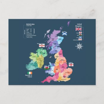United Kingdom British Isles Map Postcard by FrogCreek at Zazzle