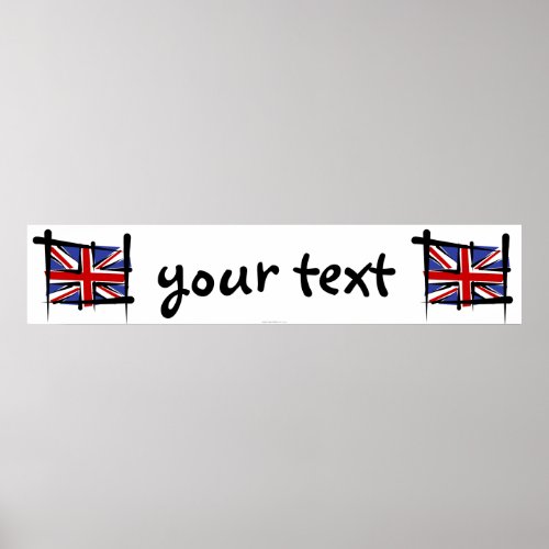 United Kingdom Brush Flag Banner Poster