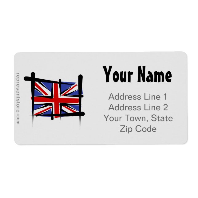 United Kingdom Brush Flag Label (Front)