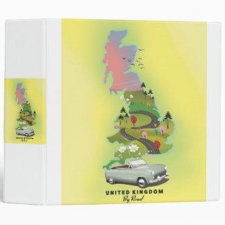 United Kingdom ' By Road' Vintage travel poster 3 Ring Binder