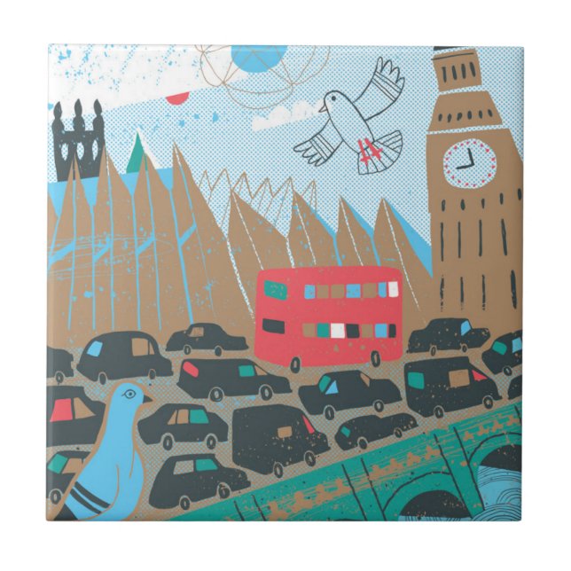 United Kingdom City Scene Ceramic Tile (Front)