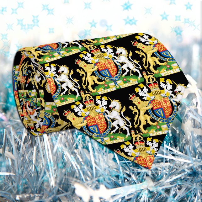 United Kingdom Coat of arms, British Flag, Black Neck Tie (Creator Uploaded)