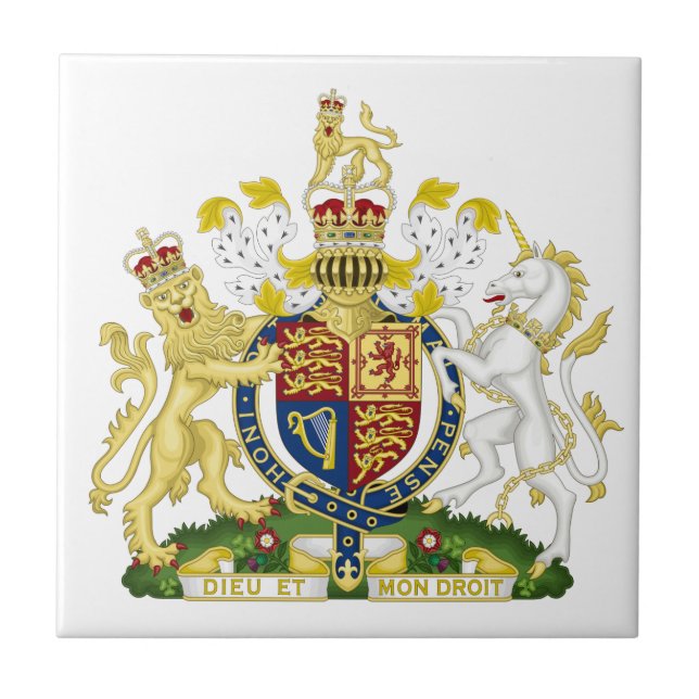 United Kingdom Coat of Arms Ceramic Tile (Front)
