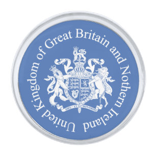 United Kingdom coat of arms Silver Finish Lapel Pin
