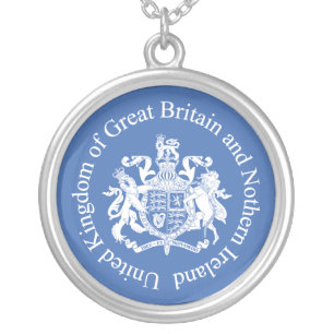 United Kingdom coat of arms Silver Plated Necklace