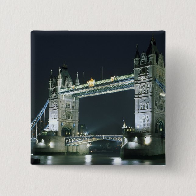 United Kingdom, England, London, Tower Bridge. Pinback Button (Front)