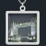 United Kingdom, England, London, Tower Bridge. Silver Plated Necklace<br><div class="desc">COPYRIGHT Walter Bibikow / DanitaDelimont.com | EU33 WBI0036.jpg | United Kingdom,  England,  London,  Tower Bridge. evening</div>