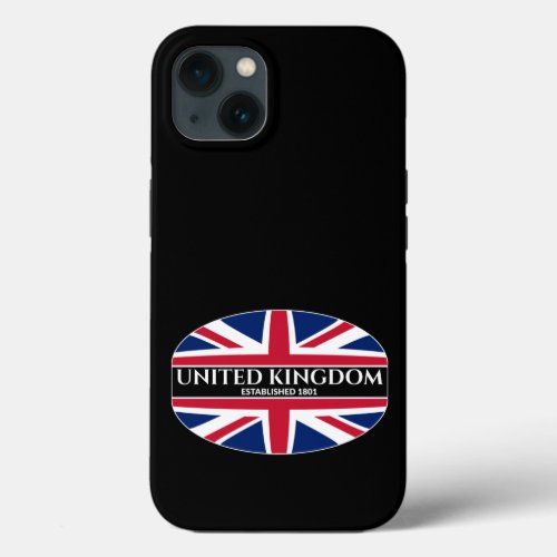 United Kingdom Est 1801 UK Union Jack White Text iPhone 13 Case