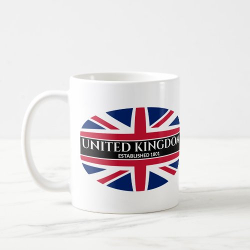 United Kingdom Est 1801 UK Union Jack White Text Coffee Mug