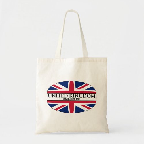 United Kingdom Established 1801 UK Union Jack Tote Bag