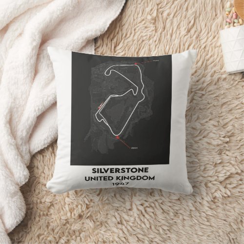 United Kingdom F1 circuit map Throw Pillow