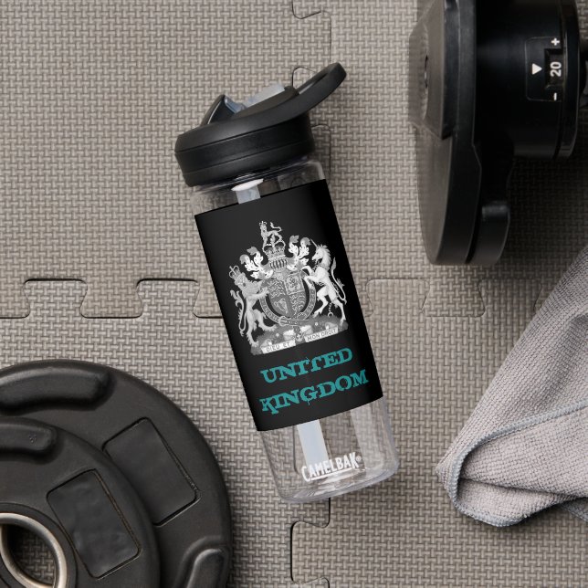 United Kingdom Fitness, British coat of arms /flag Water Bottle (Gym)