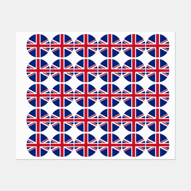 United Kingdom flag Labels (Sheet)