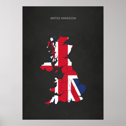 United Kingdom Flag Map Poster