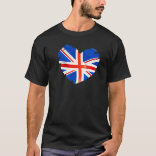 United Kingdom Flag On Shape Of Heart Uk United Ki T-Shirt