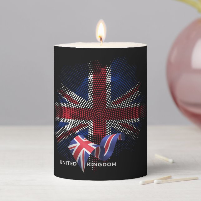 United Kingdom Flag Pillar Candle (In Situ)