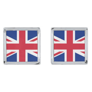 United Kingdom flag Silver Cufflinks