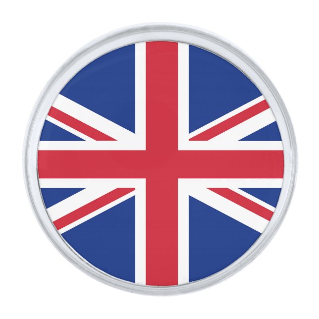 United Kingdom flag Silver Finish Lapel Pin (Front)