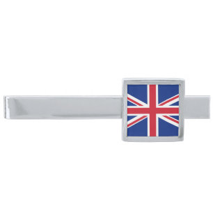 United Kingdom flag Silver Finish Tie Bar