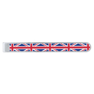 United Kingdom flag Silver Finish Tie Clip