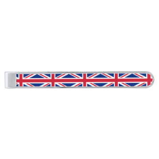 United Kingdom flag Silver Finish Tie Clip