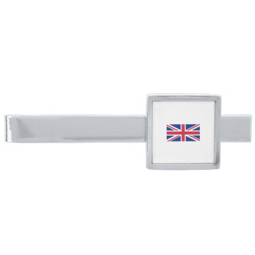 United Kingdom flag Silver Finish Tie Clip