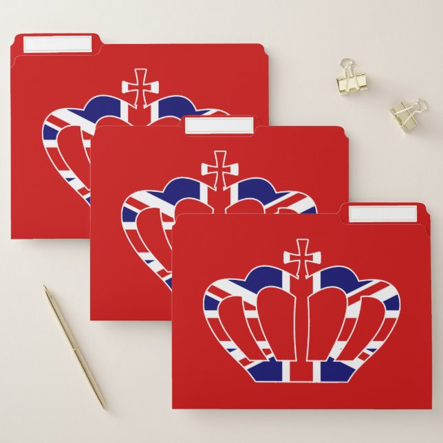 United Kingdom Flag / Union Jack Crown - Red File Folder (Set)