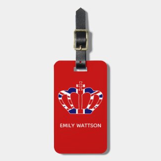 United Kingdom Flag / Union Jack Crown - Red Luggage Tag
