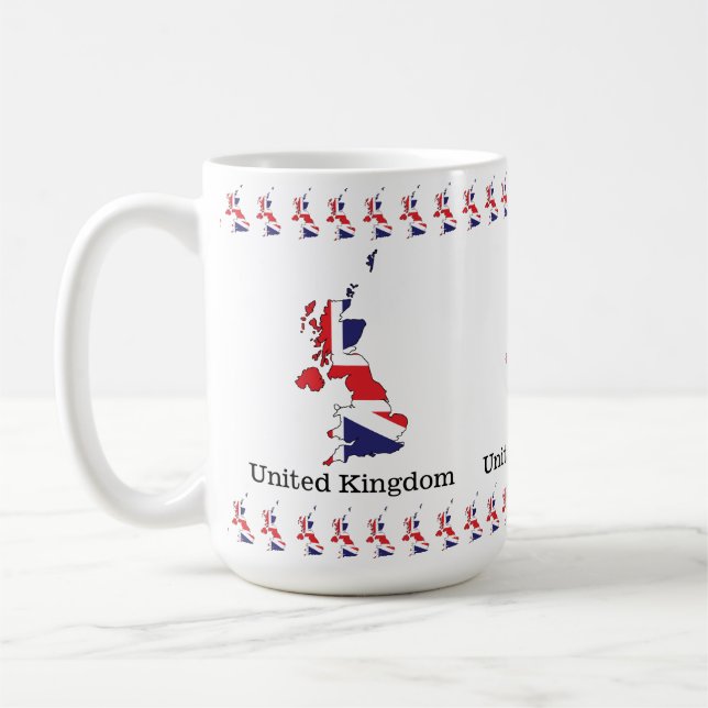 United Kingdom Flag Within Map Design - Souvenirs Coffee Mug (Left)