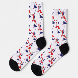 United Kingdom Flag Within Map Design - Souvenirs Socks