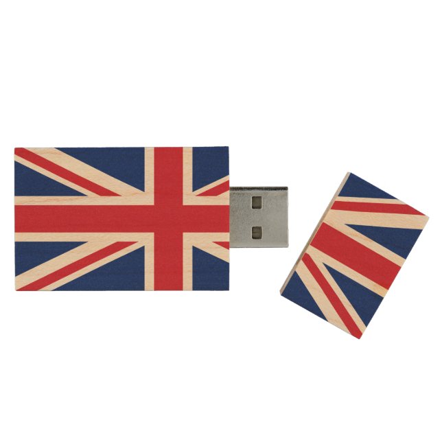 United Kingdom flag Wood Flash Drive (Opened)