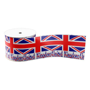 United Kingdom Flg and Word Vinque Grosgrain Ribbon