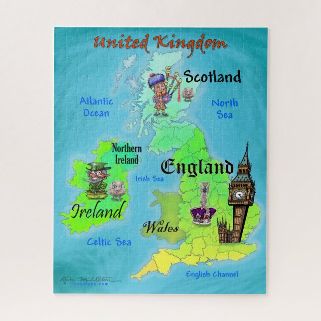 United Kingdom Fun Map Jigsaw Puzzle (Vertical)