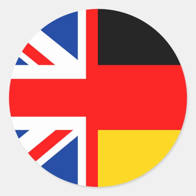 united kingdom germany country half flag symbol en classic round sticker (Front)