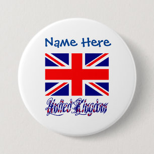United Kingdom Great Britain Flag Blue Personalize Button