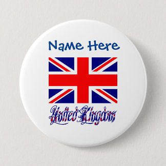 United Kingdom Great Britain Flag Blue Personalize Button