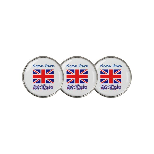 United Kingdom Great Britain Flag Blue Personalize Golf Ball Marker (3 Up)