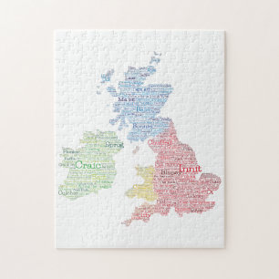 United Kingdom / Great Britain Slang Word Art Map Jigsaw Puzzle