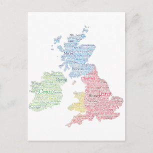 United Kingdom / Great Britain Slang Word Art Map Postcard
