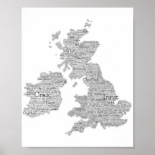 United Kingdom / Great Britain Slang Word Art Map  Poster