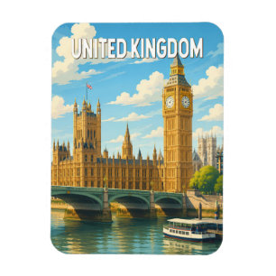 United Kingdom Illustration Travel Art Vintage Magnet