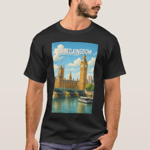 United Kingdom Illustration Travel Art Vintage T-Shirt