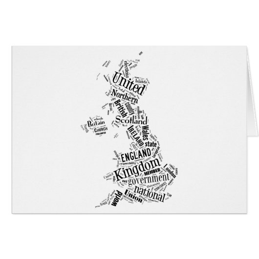 United Kingdom in Tagxedo Cards (Front Horizontal)
