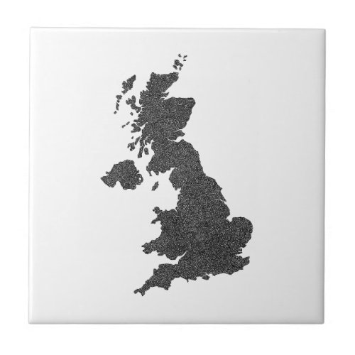 United Kingdom Map Design with Hidden Borders  Ceramic Tile