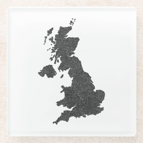 United Kingdom Map Design with Hidden Borders  Glass Coaster