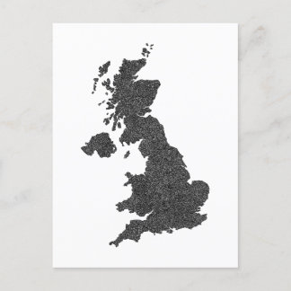 United Kingdom Map Design with Hidden Borders Postcard