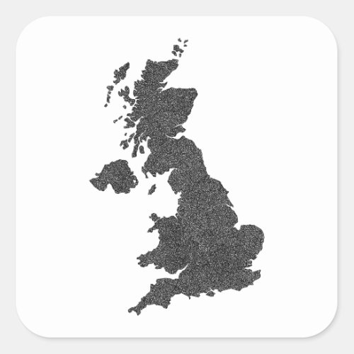 United Kingdom Map Design with Hidden Borders  Square Sticker