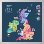 United Kingdom Map - England Counties Poster at Zazzle