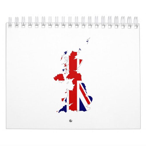 United Kingdom Map Silhouette and Flag Calendar